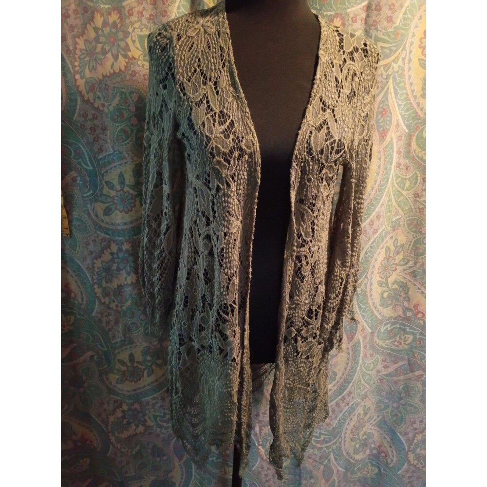 bohemian-style long lace duster cardigan